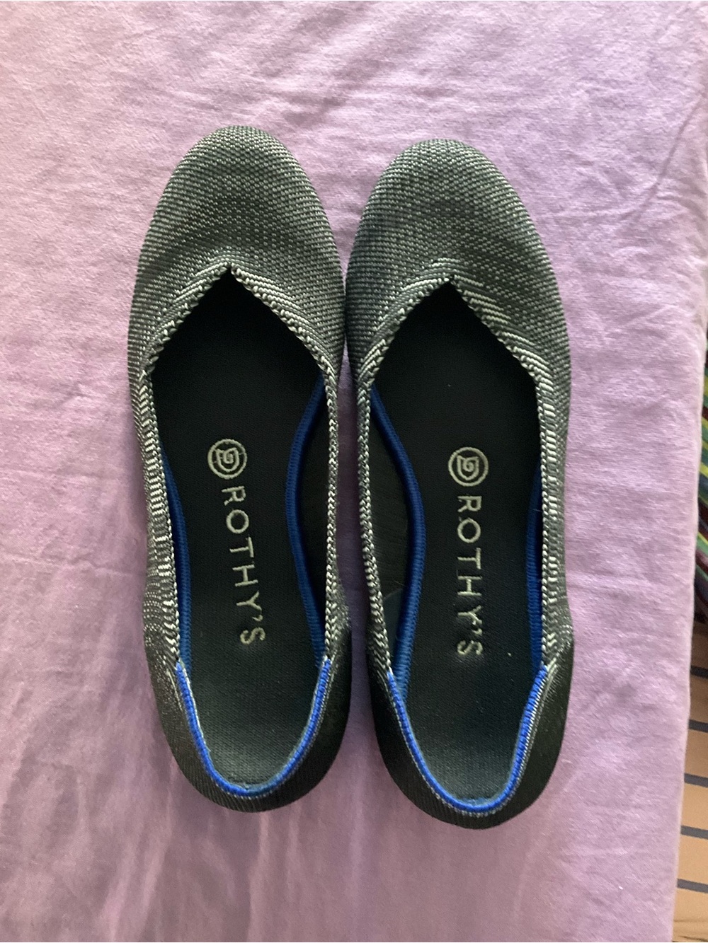Rothy's Black and Grey Round Toe Ballet Flats 7.5